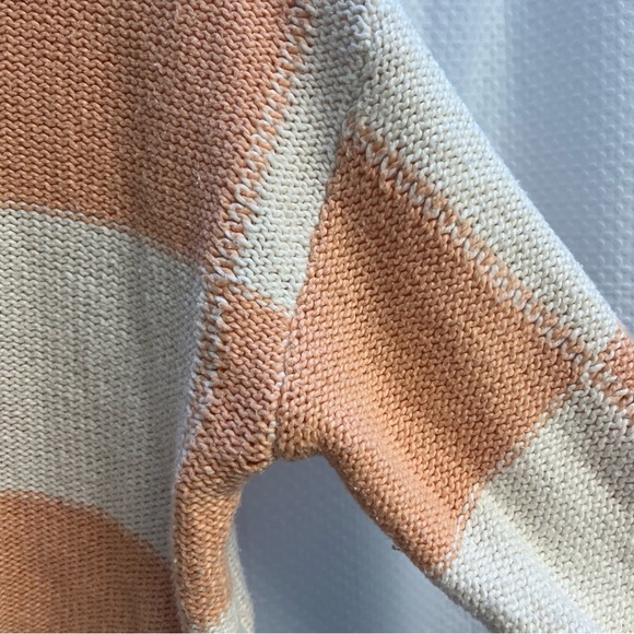 Billabong Peach and Cream Boxy Cropped Checkered Cotton Sweater Medium Beach - Picture 3 of 8